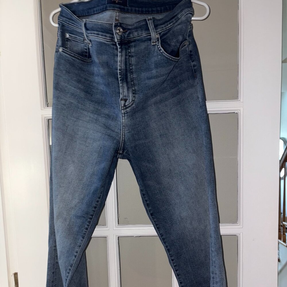 7 For All Mankind High Rise Cropped Wide Leg Alexa Jeans in Heidi